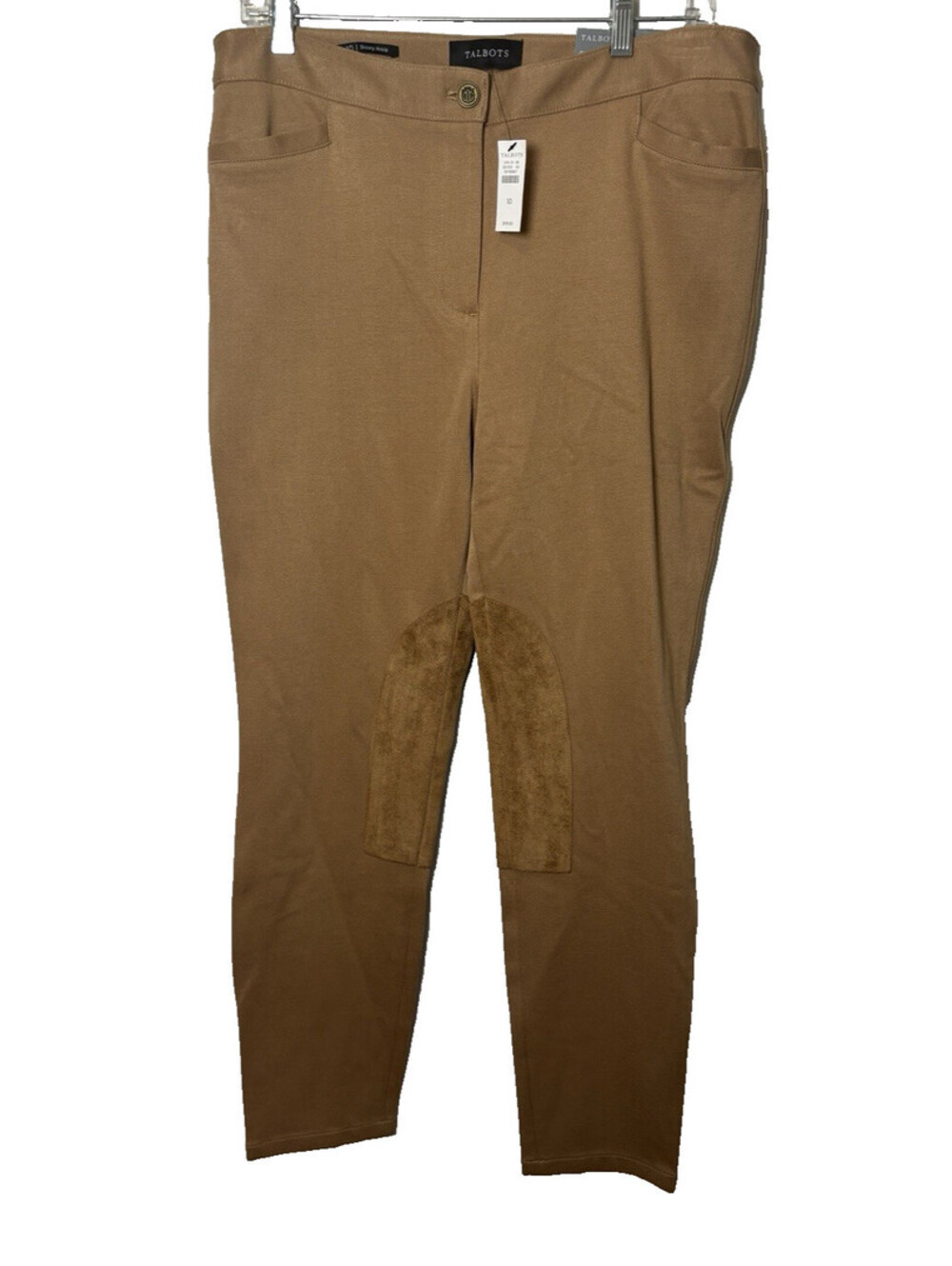 Talbots NWT Womens Skinny Ankle Pants Size 10 Beige Suede Trim Pockets
